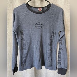 Vintage Y2K Harley Davidson Thermal Shirt Womens M Long Sleeve Spellout USA Made